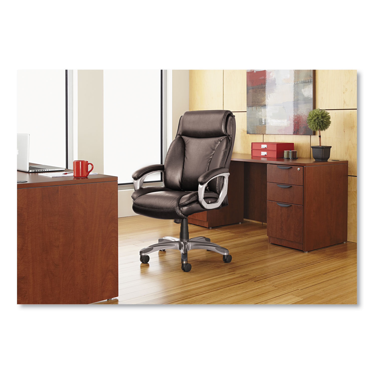 La-Z-Boy Bellamy Executive Bonded Leather Office Chair, Coffee Brown