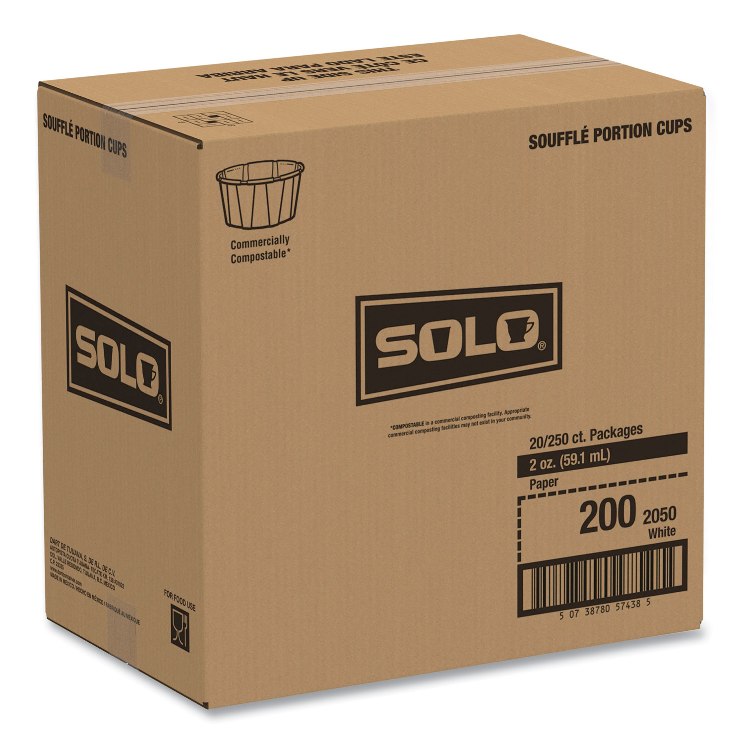 Solo Paper Portion Cups 2oz White 250/Bag 20 200-2050