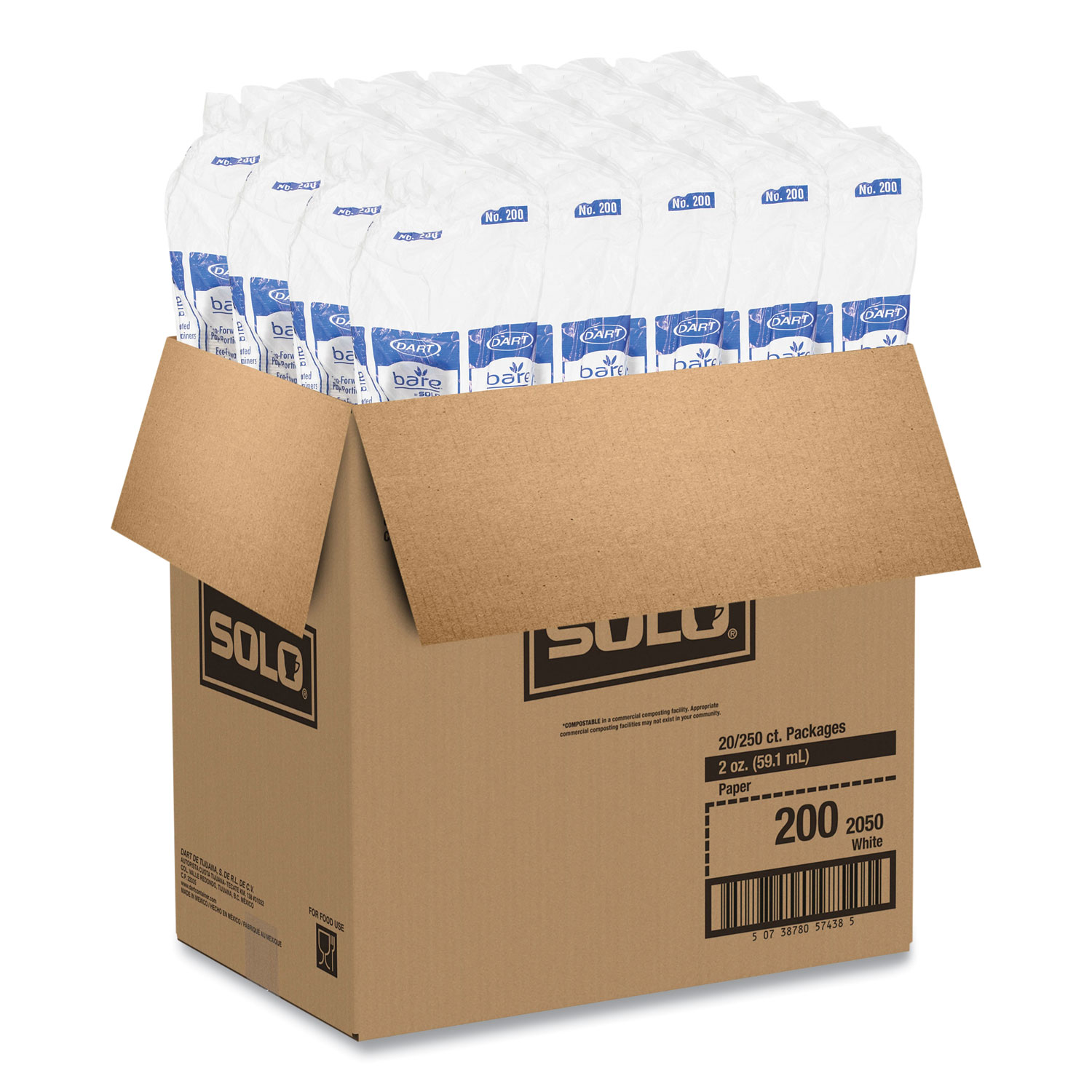 Solo Paper Portion Cups 2oz White 250/Bag 20 200-2050