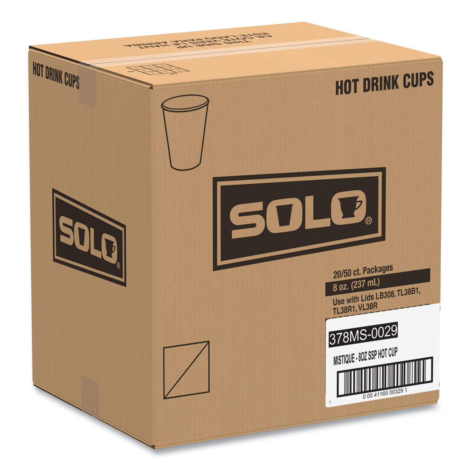 SOLO® Mistique Hot Paper Cups, 16 oz, Brown, 50/Sleeve, 20 Sleeves/Carton