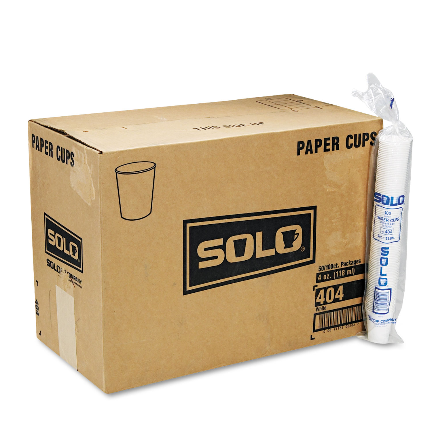  Dart 404-2050 White Paper Water Cups, 4oz, 100/Bag, 50 Bags/Carton (SCC404CT) 
