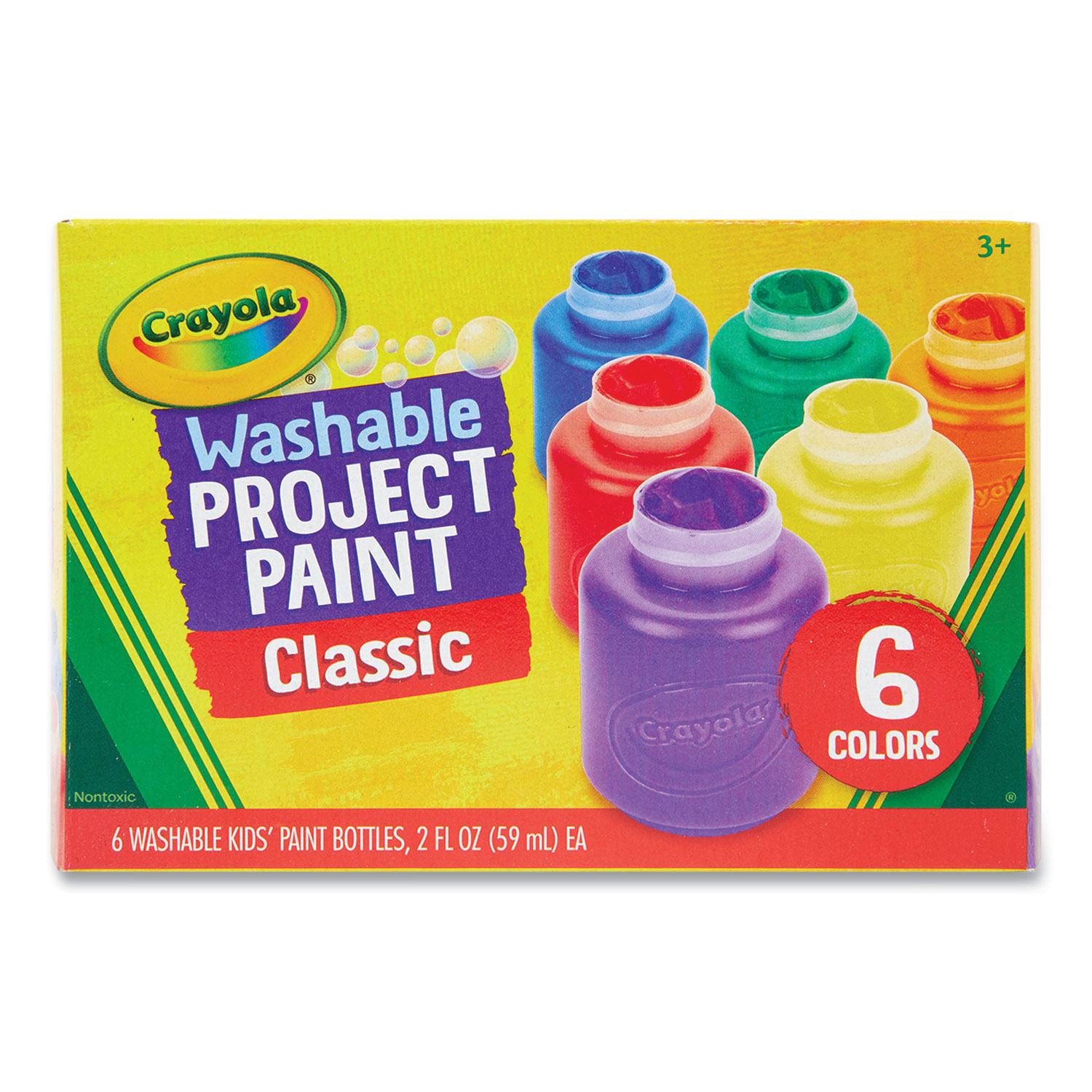Washable Paint, 6 Assorted Colors, 2 oz Bottle, 6/Pack - Reliable Paper
