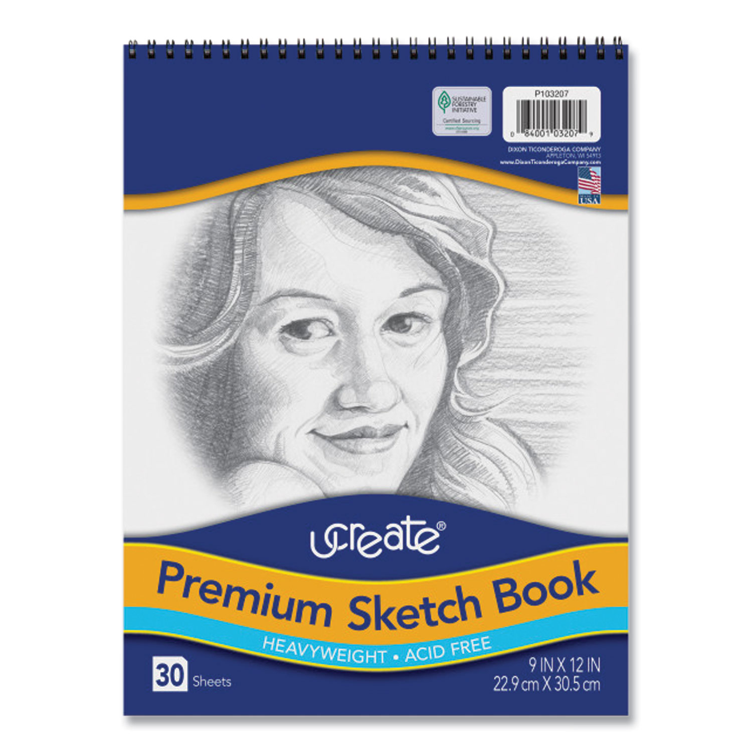 Pacon Artist's Sketch Book, Unruled, 80lb, 9 x 12, White, 30 Sheets