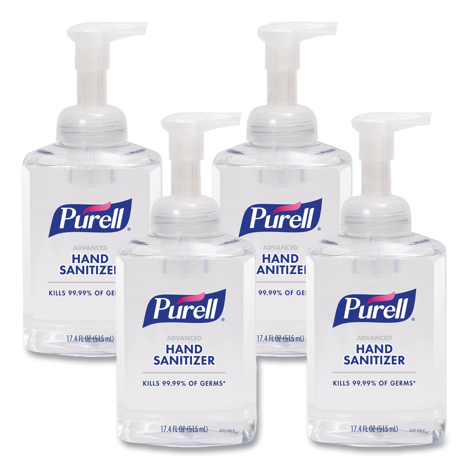 Advanced Hand Sanitizer Foam, 515 mL, Pump Bottle, Clean Scent, 4/Carton
