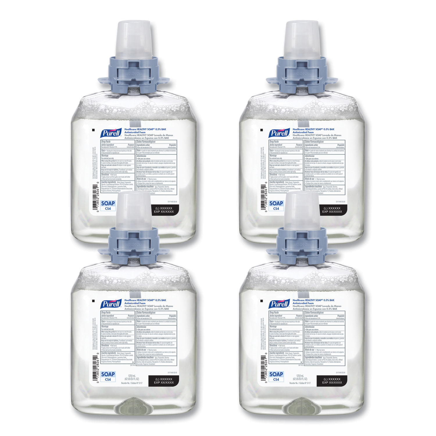 HEALTHY SOAP 0.5 BAK Antimicrobial Foam Refill, For CS4 Dispensers, Light Floral Scent, 1,250 mL, 4/Carton