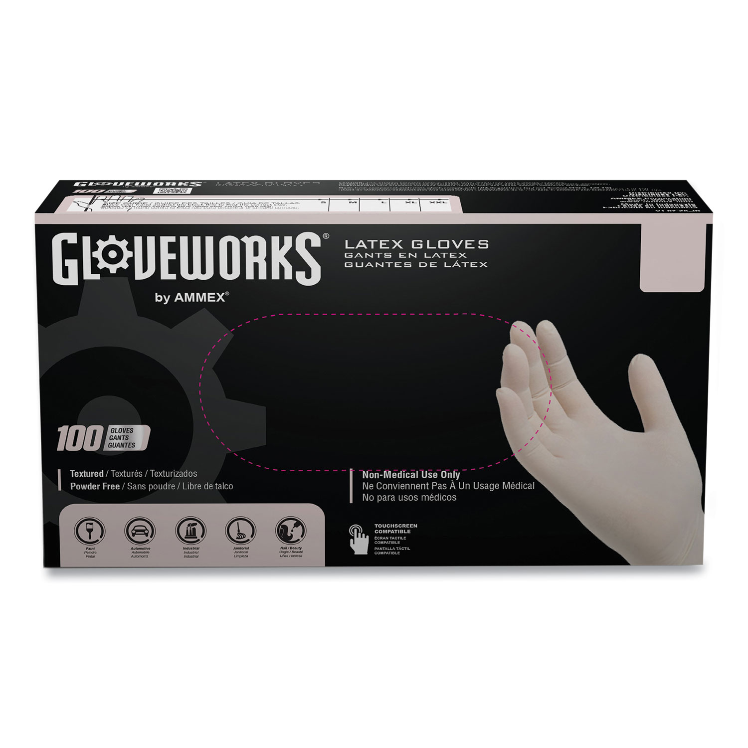 GloveWorks Industrial Ivory Powder-Free Latex Gloves(100/Box