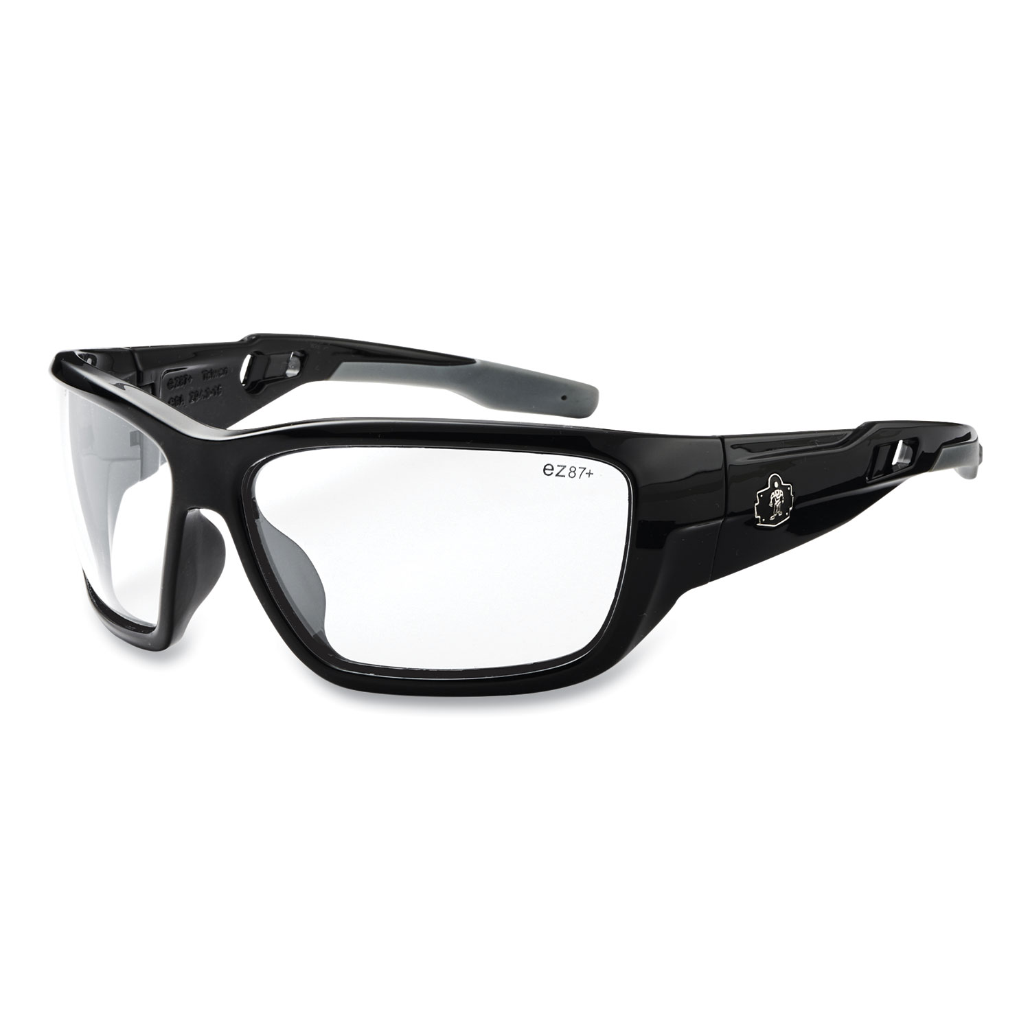 ergodyne® Skullerz BALDR Safety Glasses, Black Nylon Impact Frame, Clear Polycarbonate Lens