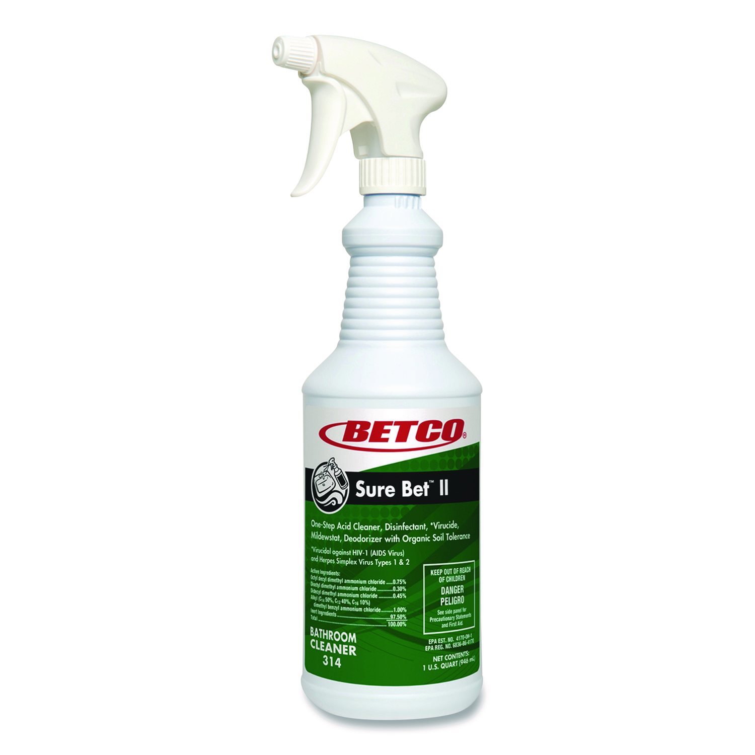 Sure Bet II Foaming Disinfectant, Citrus Floral Scent, 32 oz Bottle, 12/Carton
