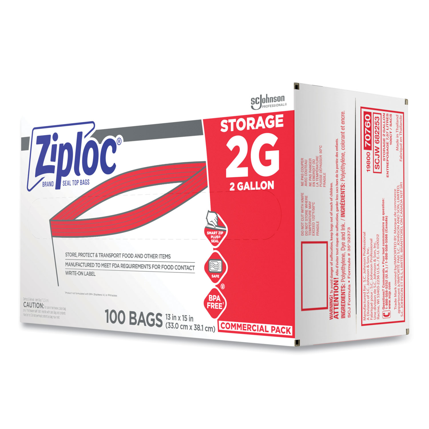 Ziploc 2-Gallon Storage Bags (Pack of 100) (682253) for sale online