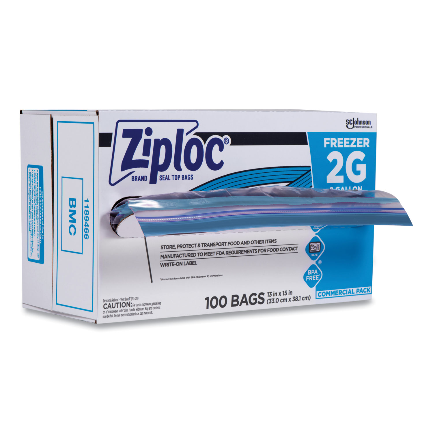 Ziploc Double Zipper Plastic Bags - 2 Gallon - 100/Box - Sold Box