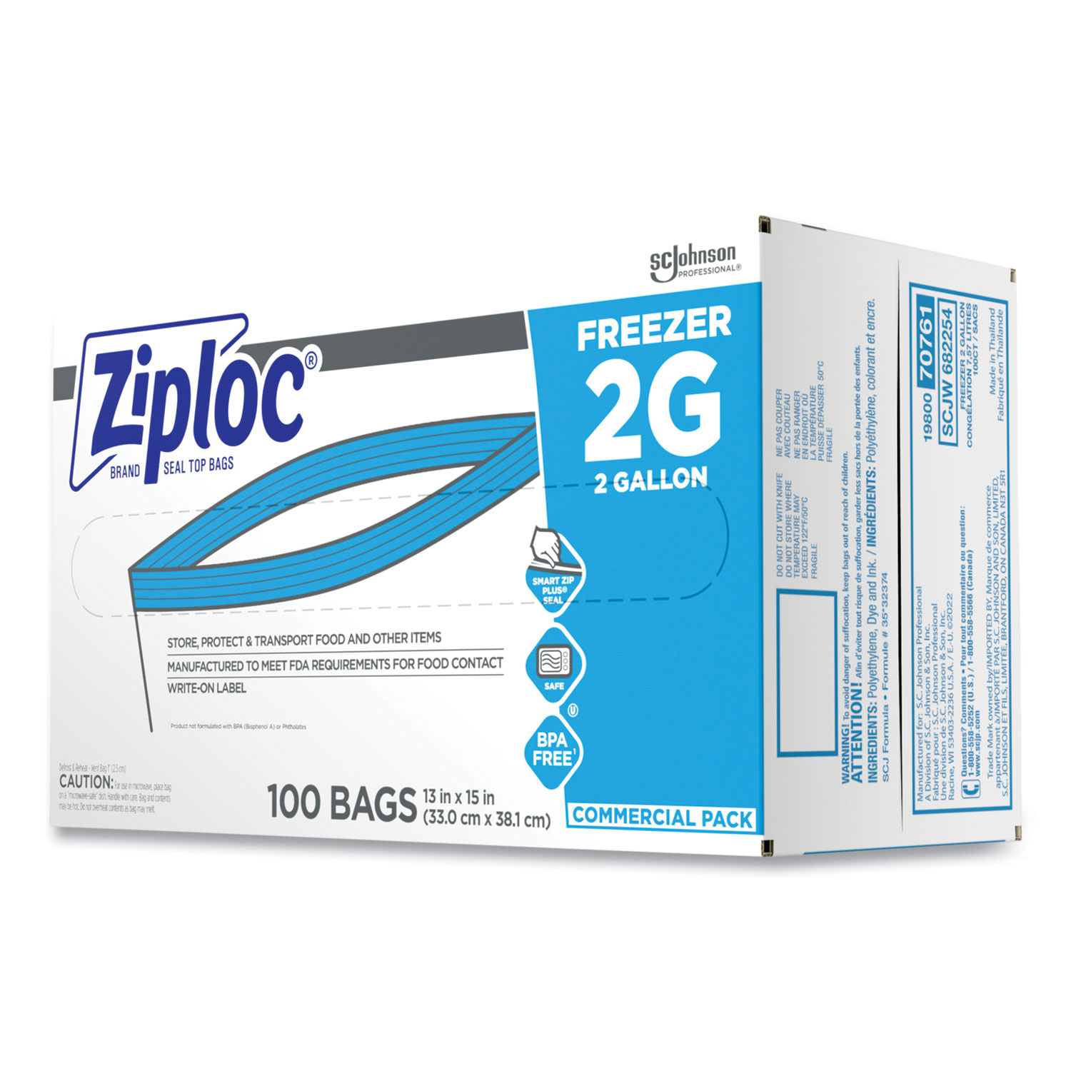 Ziploc freezer bags 1 gallon 2.7 mil case
