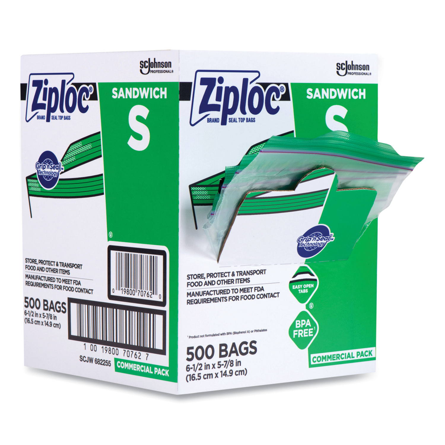 Ziploc Double Zipper Storage Bags, Plastic, 1 gal, 1,75 mil, Clear, 40/Box  