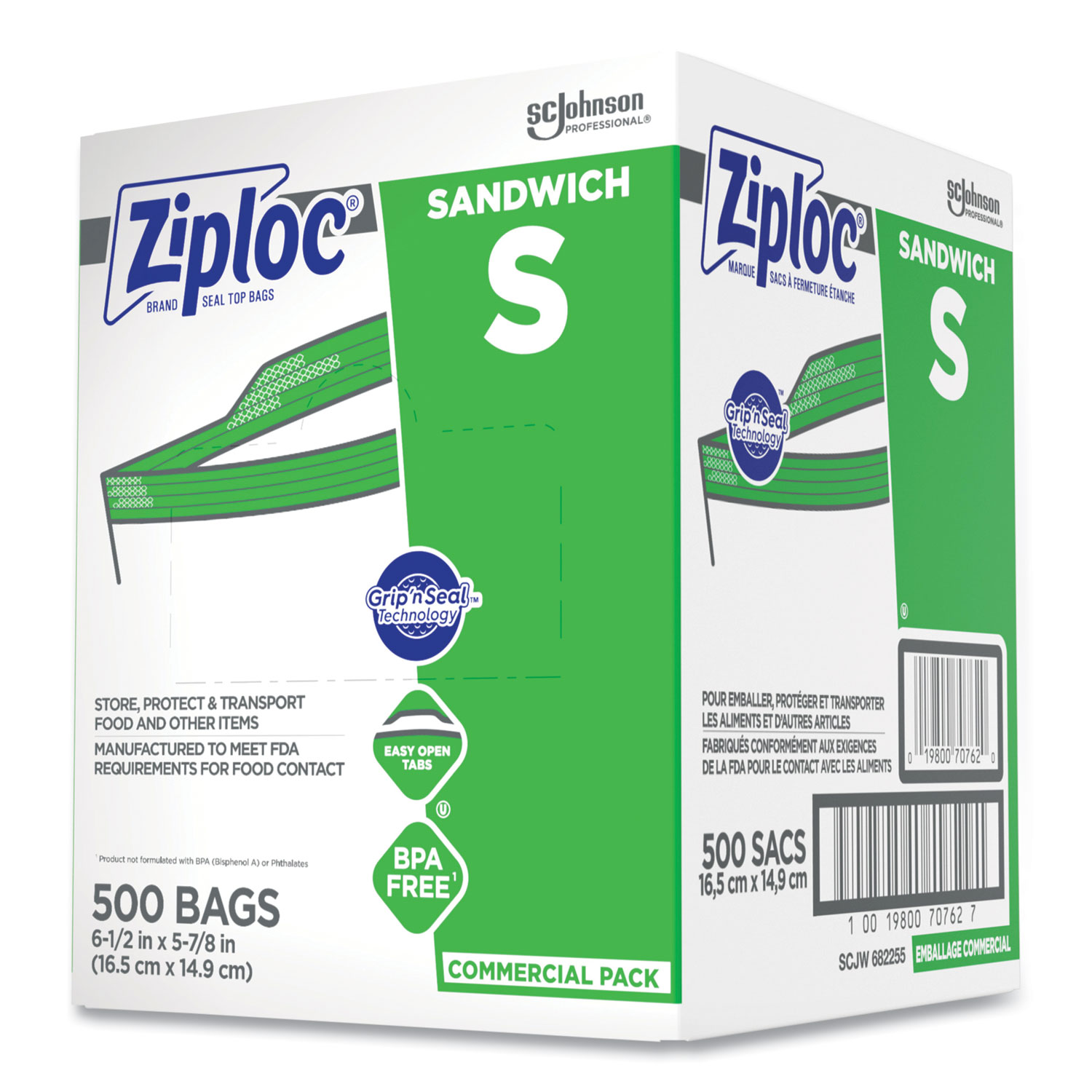 Ziploc Resealable Sandwich Bags, 1.2 Mil, 6.5 X 5.88, Clear, 40 Bags/Box,  12 Boxes/Carton