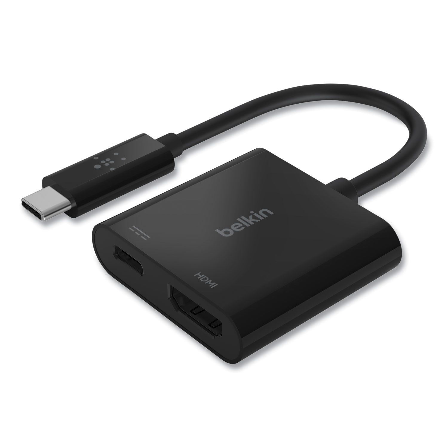 USB-C to HDMI + Charge Adapter, HDMI/USB-C(F)/USB-C(M), 2.53″, Black