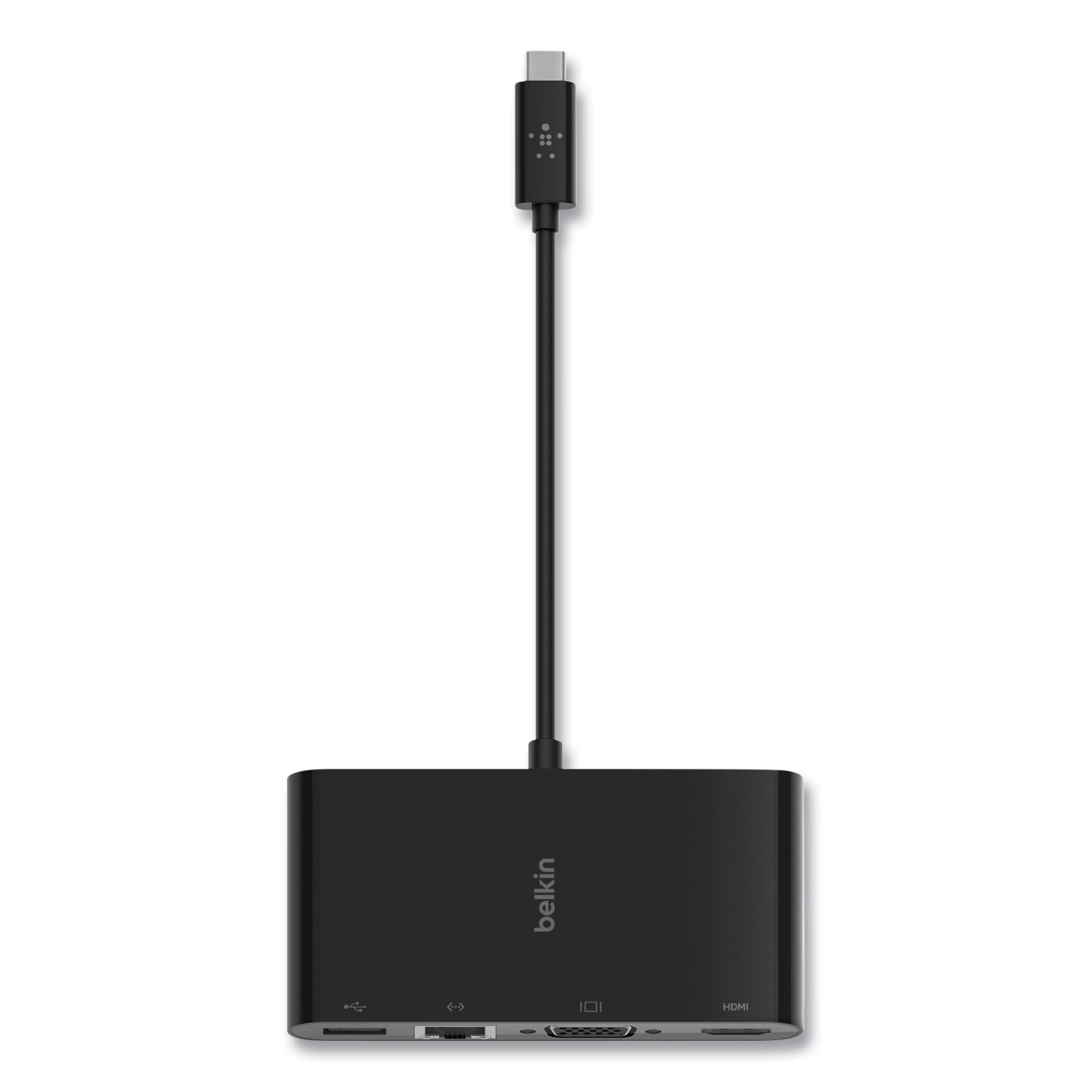 Belkin® USB-C Multimedia Adapter, HDMI/Ethernet/USB-A/USB-C/VGA, 4.33, Black