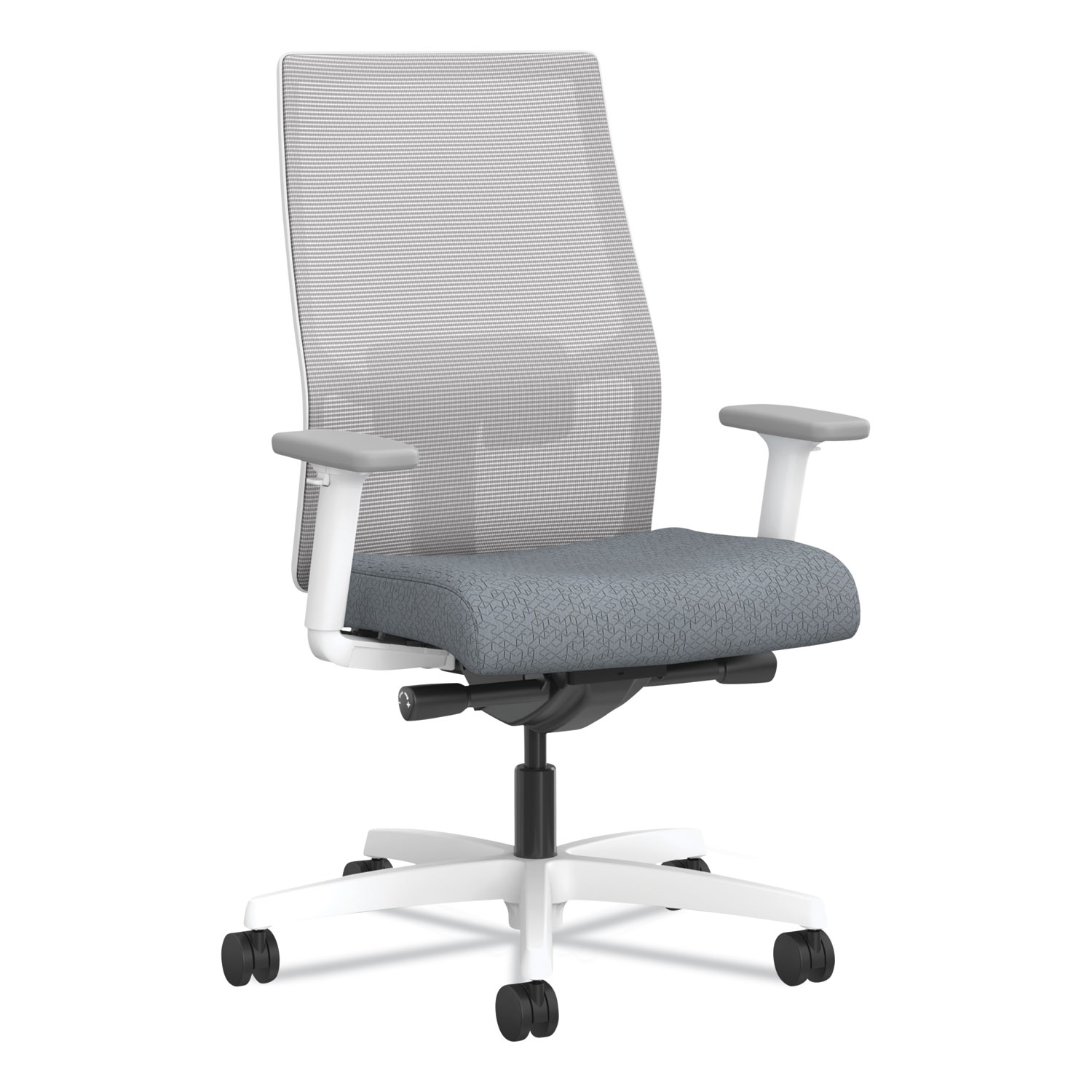 Ignition 2.0 4-Way Stretch Mid-Back Mesh Task Chair, Supports 300 lb, 17″ to 20″ Seat Height, Basalt/Fog/White