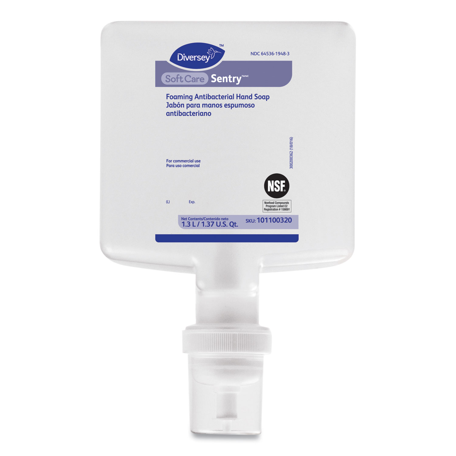 Soft Care Sentry Foaming Antibacterial Hand Soap Refill, Fragrance-Free, 1.3 L, 6/Carton