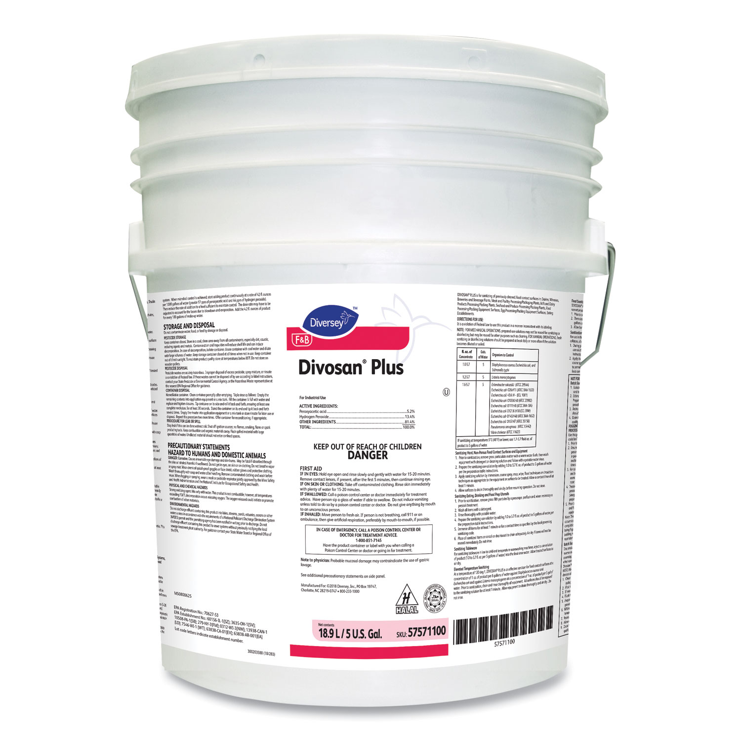 Divosan Plus Spectrum Sanitizer, 5 gal Pail