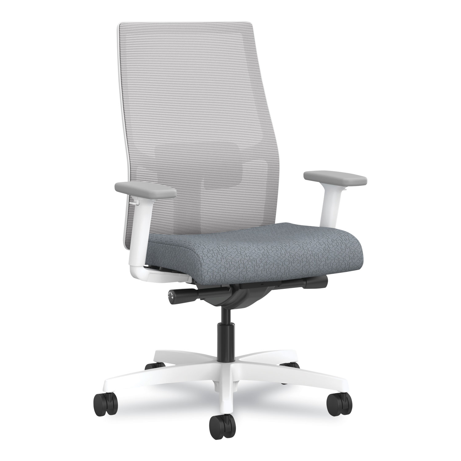 HON® Ignition 2.0 4-Way Stretch Mid-Back Mesh Task Chair, Green Adjustable Lumbar Support, Basalt Seat, Fog Back, White Base