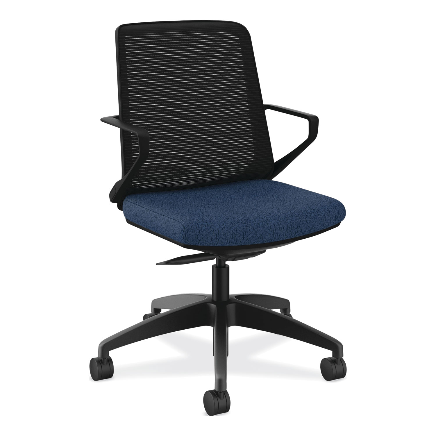 Cliq Office Chair, Supports Up to 300 lb, 17″ to 22″ Seat Height, Navy Seat, Black Back, Black Base