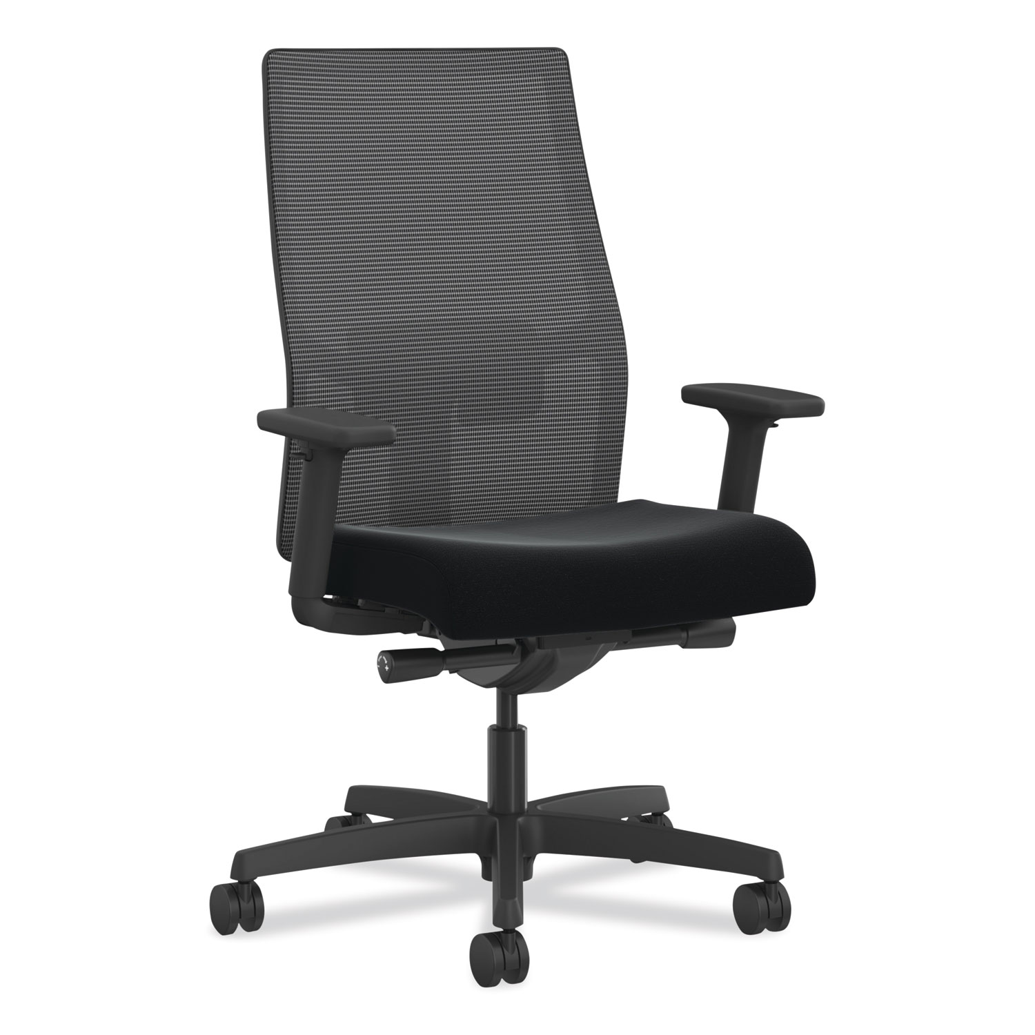 Ignition 2.0 4-Way Stretch Mid-Back Task Chair, Green Adjustable Lumbar Support, Black Seat, Black Back, Black Base