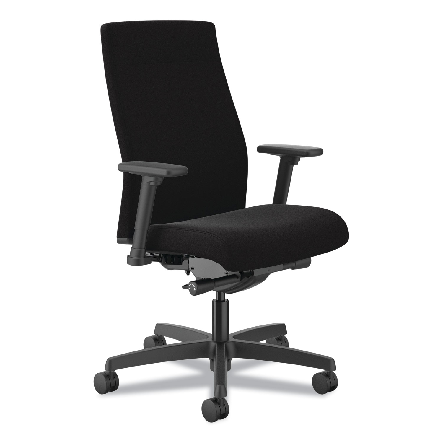 Ignition 2.0 Upholstered Mid-Back Task Chair, 17″ to 21.5″ Seat Height, Black Fabric Seat/Back