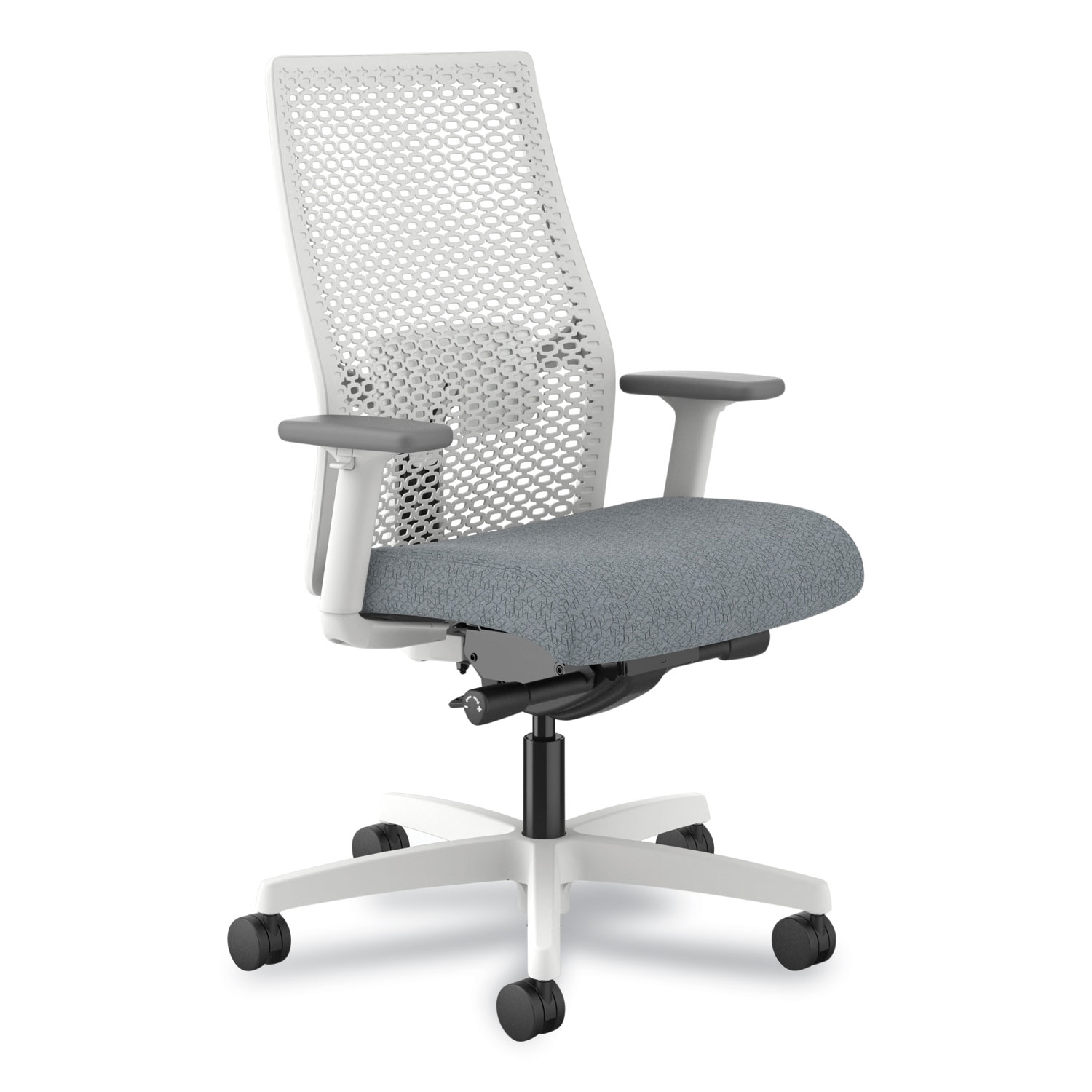 HON® Ignition 2.0 Reactiv Mid-Back Task Chair, 17.25 to 21.75 Seat Height, Basalt Fabric Seat, White Back