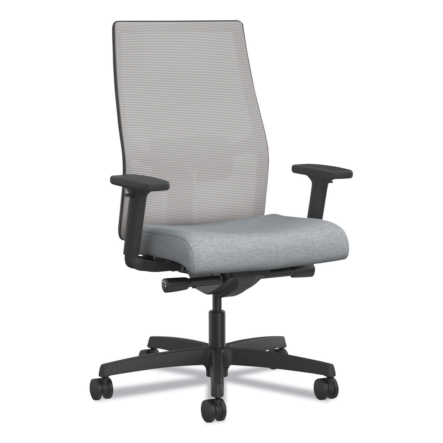 HON® Ignition 2.0 4-Way Stretch Mid-Back Mesh Task Chair, White Adjustable Lumbar Support, Cloud Seat, Fog Back, White Base