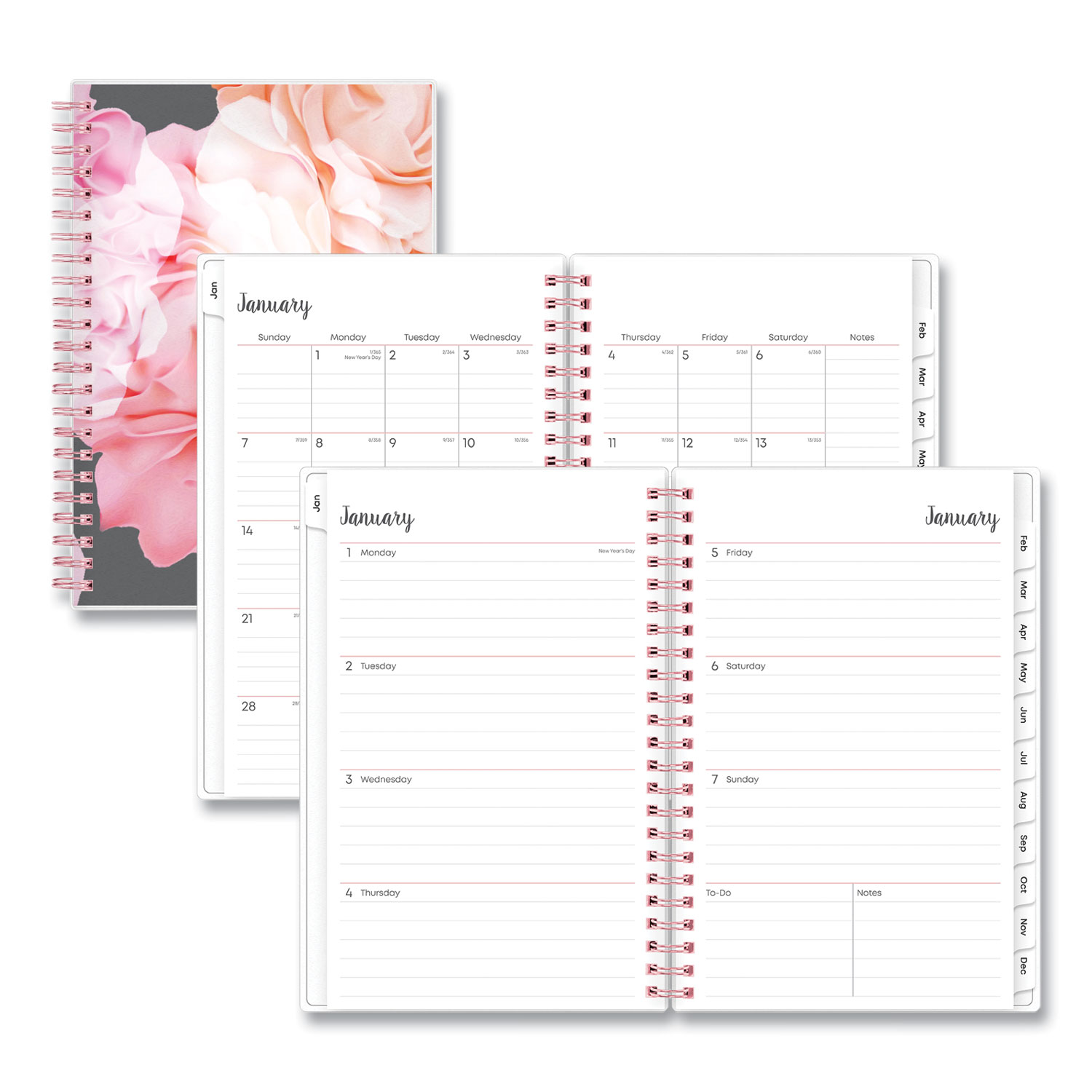 Blue Sky Day Designer Peyton Create-Your-Own Cover Weekly/Monthly Planner, Floral Artwork, 8 x 5, White, 12-Month (Jan-Dec): 2024