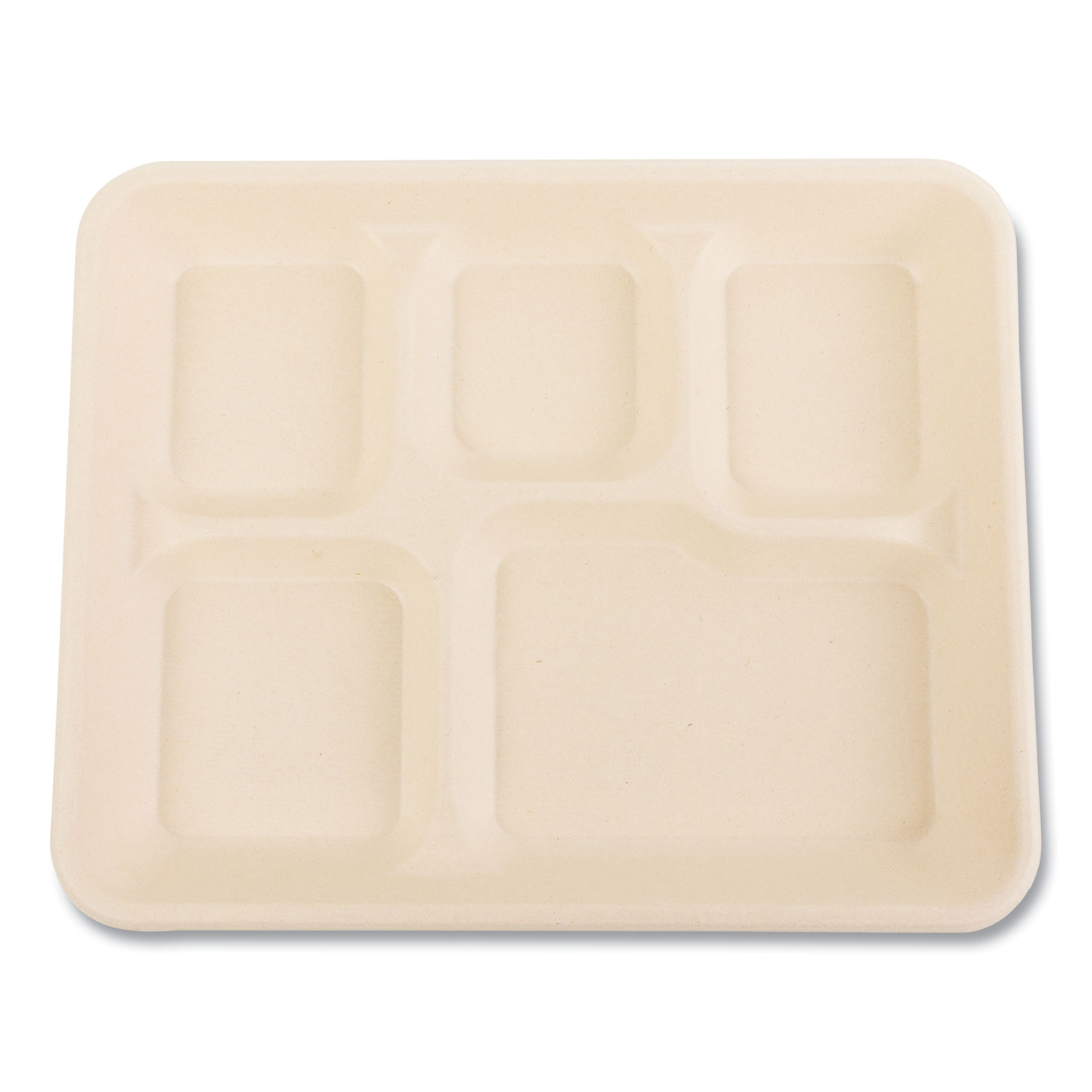 Bagasse PFAS-Free Food Tray, 5-Compartment, 8.26 x 0.98 x 10.9