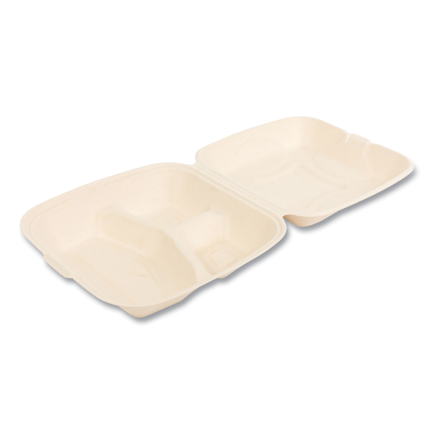 Boardwalk 9 in. x 9 in. x 3.19 in. White Bagasse Food Containers