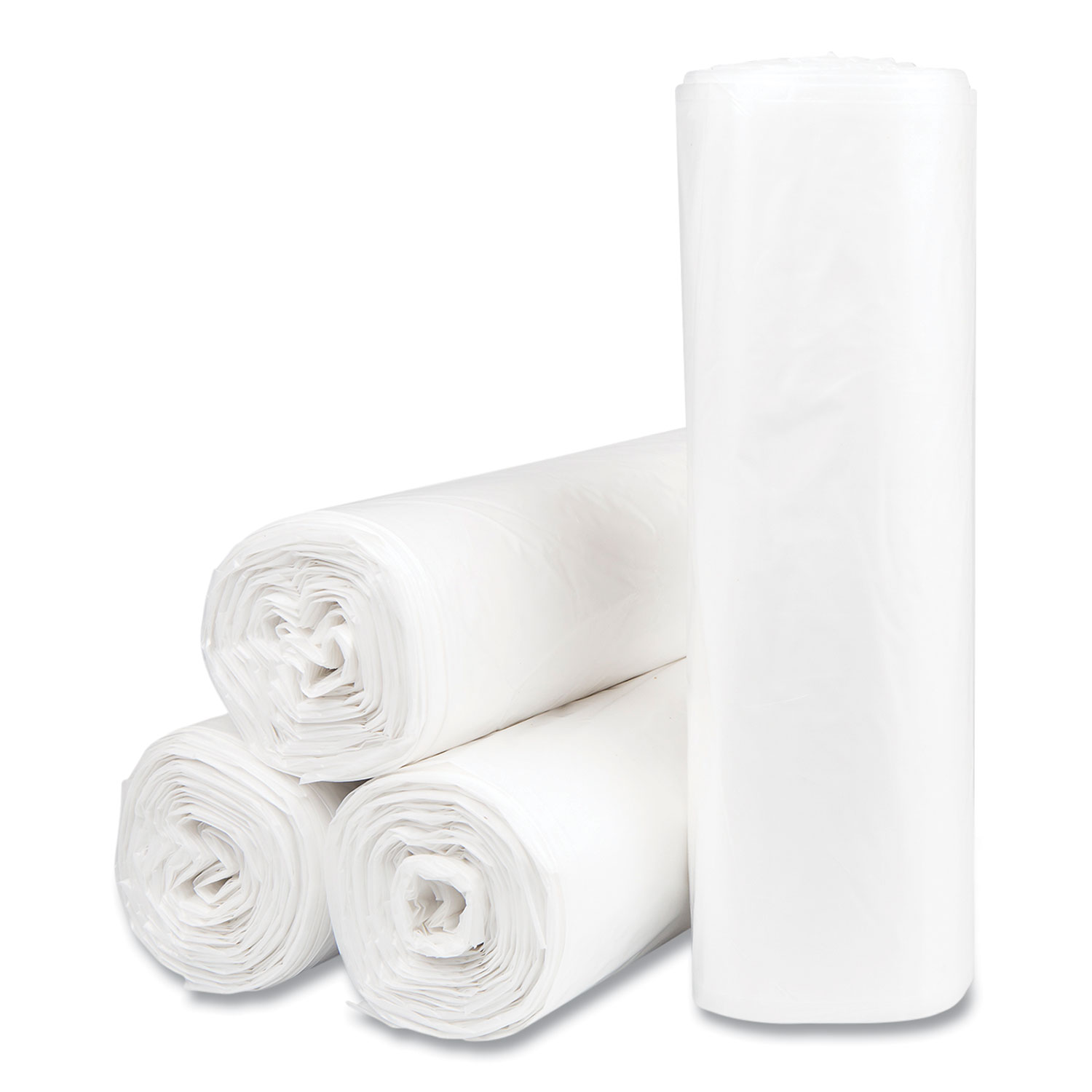 High-Density Commercial Can Liner Value Pack, 30 gal, 9 mic, 30" x 36", Natural, Interleaved Roll, 25 Bags/Roll, 20 Rolls/CT