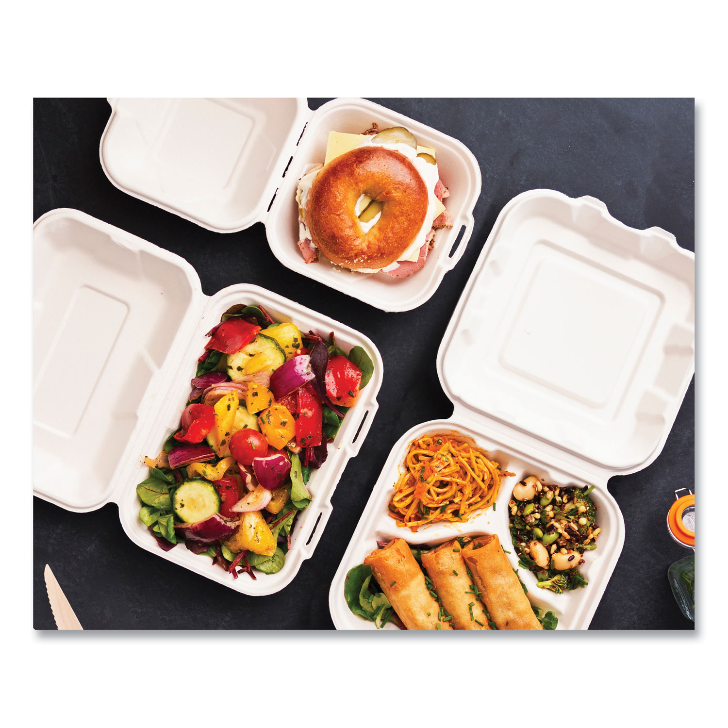 Nourish Molded Fiber Takeout Containers, 6.1 x 9 x 2.9, Natural, Sugarcane,  200/Carton