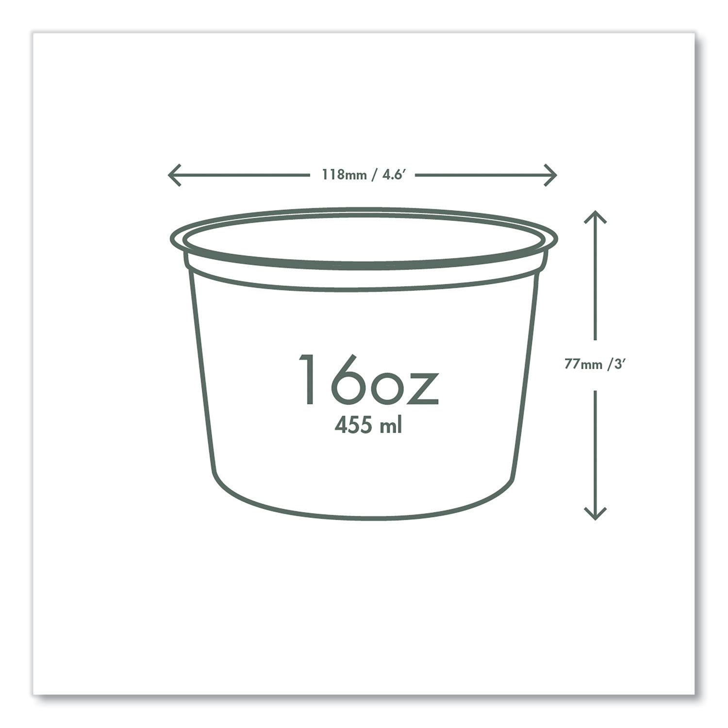 Vegware Round Deli Pots, 16 oz, 4.6 Diameter x 3 inchh, Clear, Plastic, 500/Carton