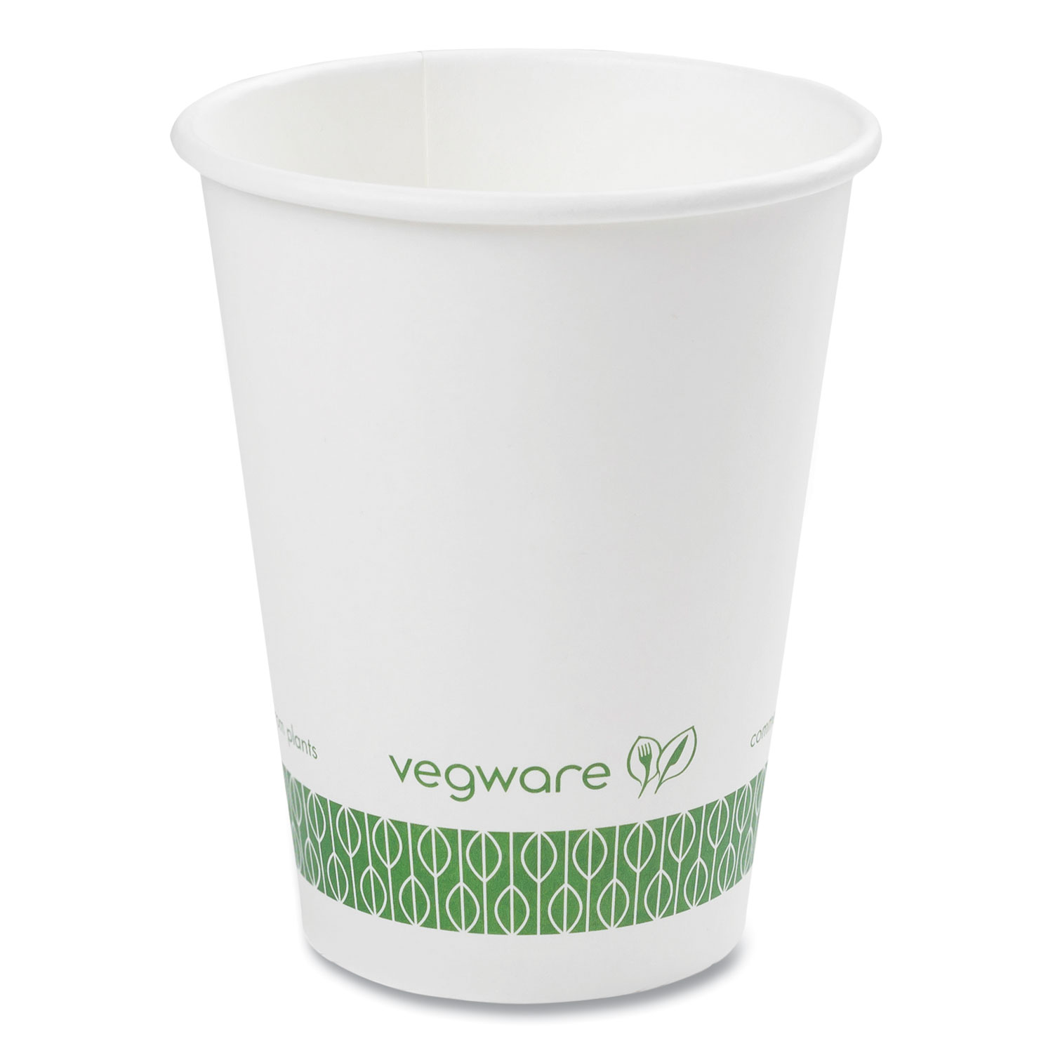 89-Series Hot Cup, Compostable, 12 oz, White/Green, 1,000/Carton