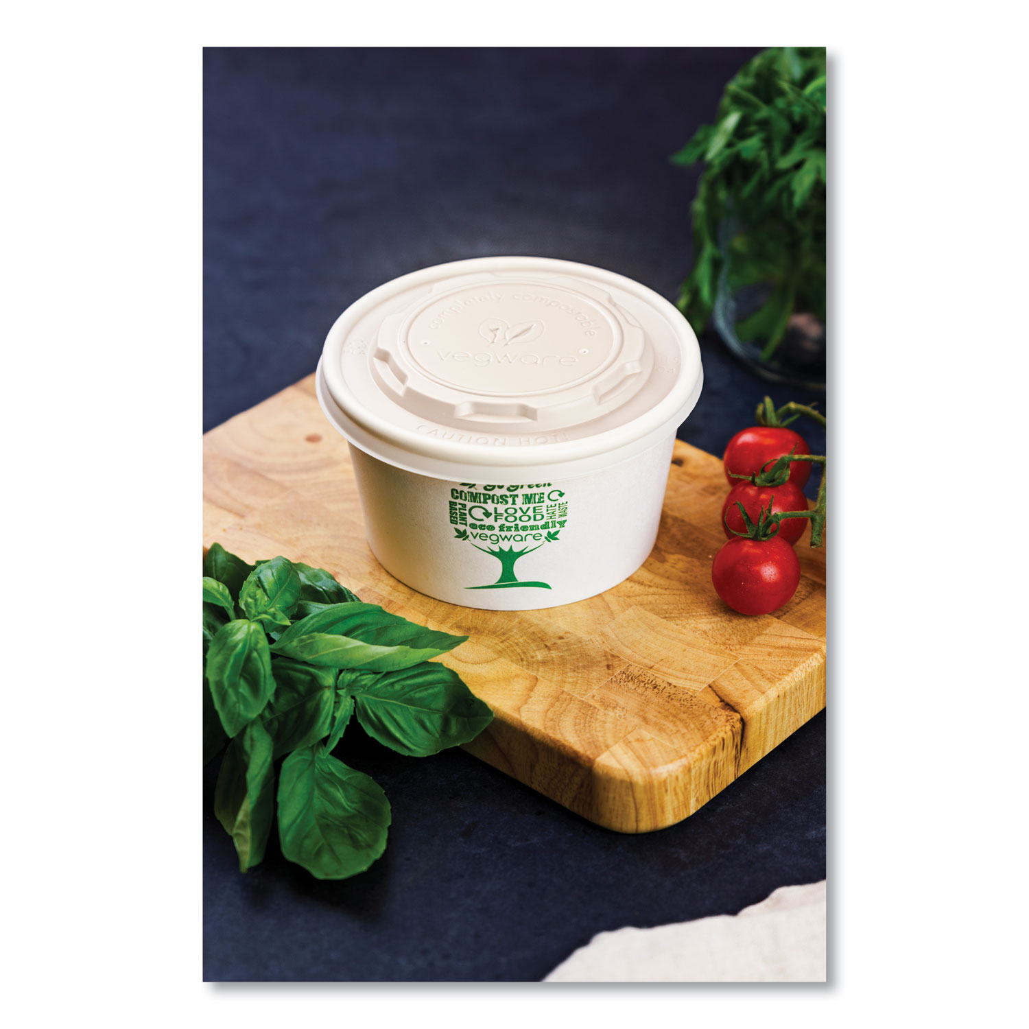 Vegware Round Deli Pots, 8 oz, 4.6 Diameter x 1.5H, Clear, Plastic, 500/Carton