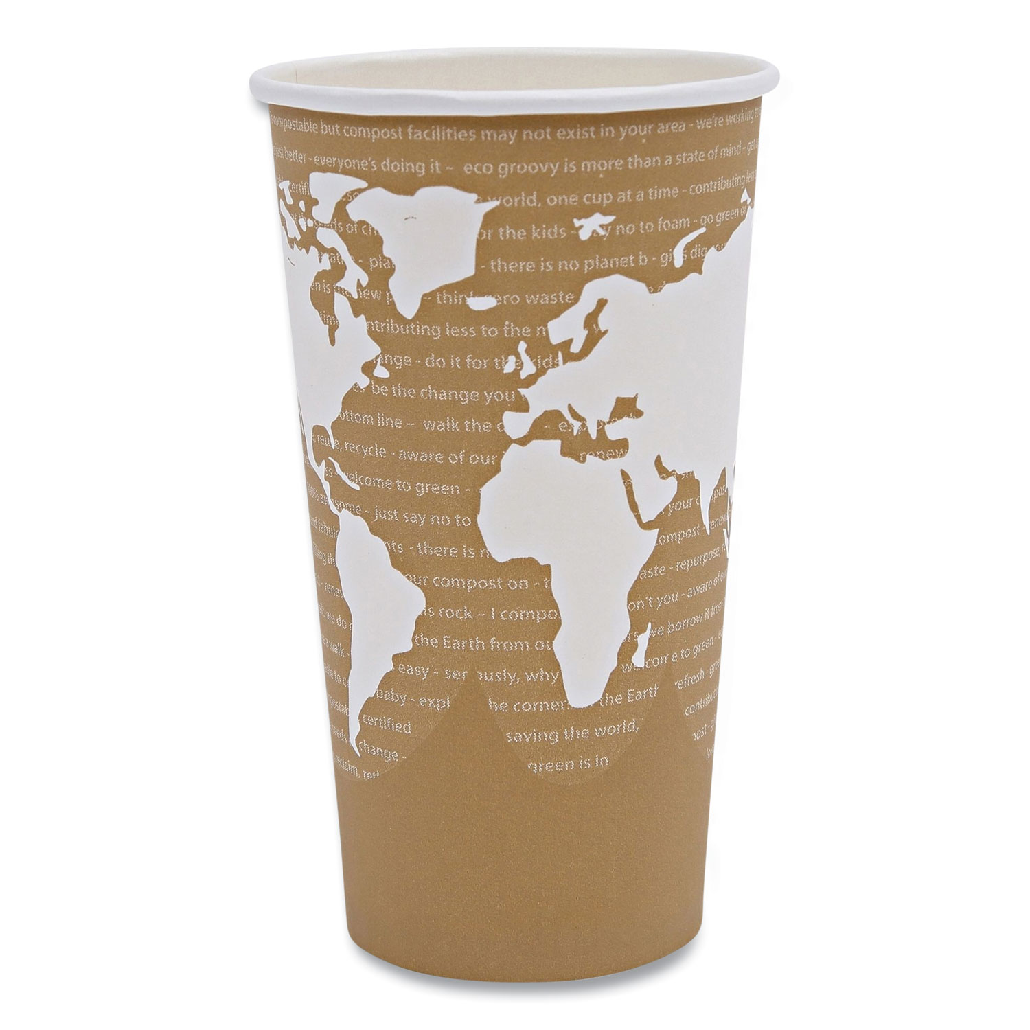 World Art Renewable and Compostable Hot Cups, 20 oz, Brown/White, 50/Pack, 20 Packs/Carton