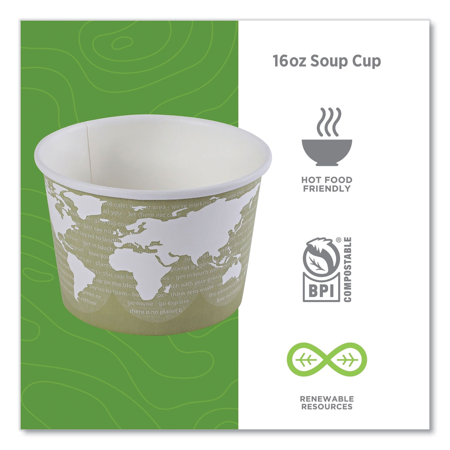 Eco-Products World Art Renewable Compostable Food Container 12oz