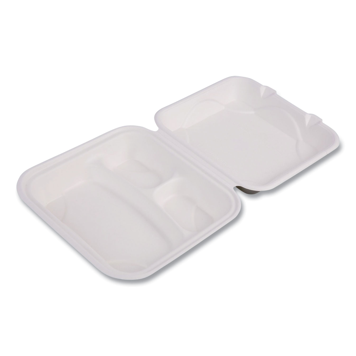 3 Compartment 9 Takeout Bagasse Container With Hinged Lid