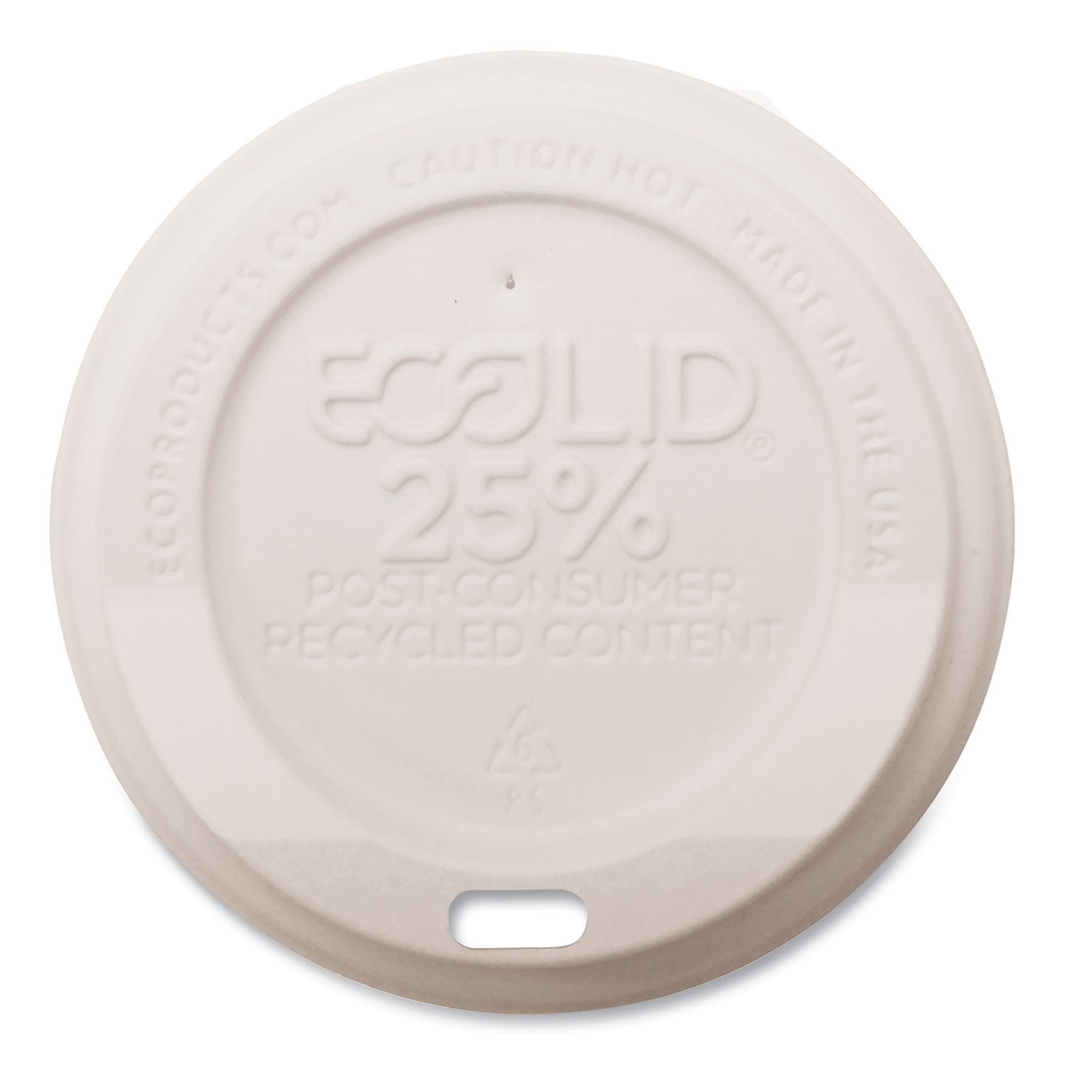 Polystyrene foam tray containing 25% recycled content