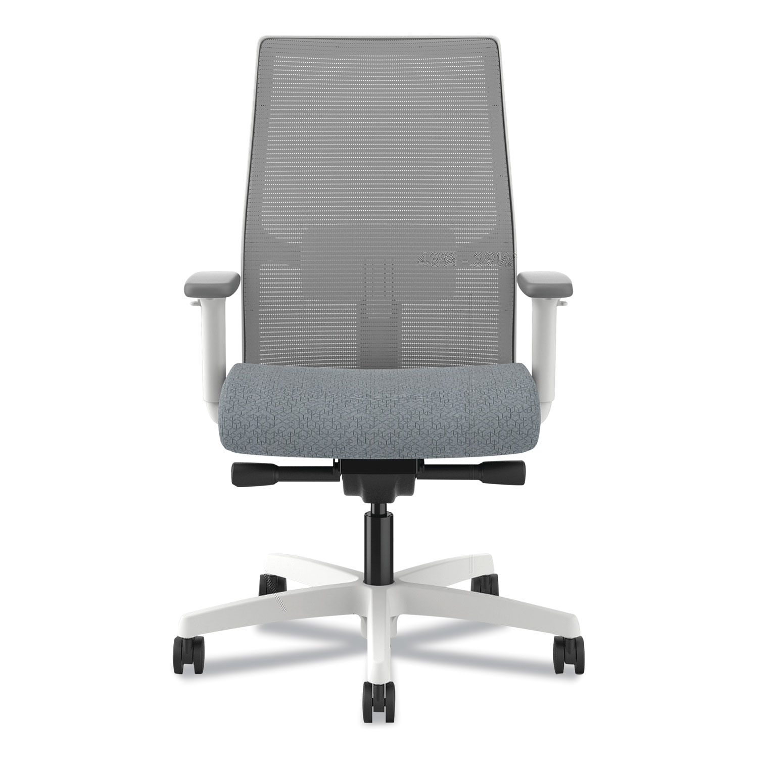 Ignition 2.0 4-Way Stretch Mid-Back Mesh Task Chair, 17″ to 21″ Seat Height, Basalt Seat, Fog Back, Designer White Base