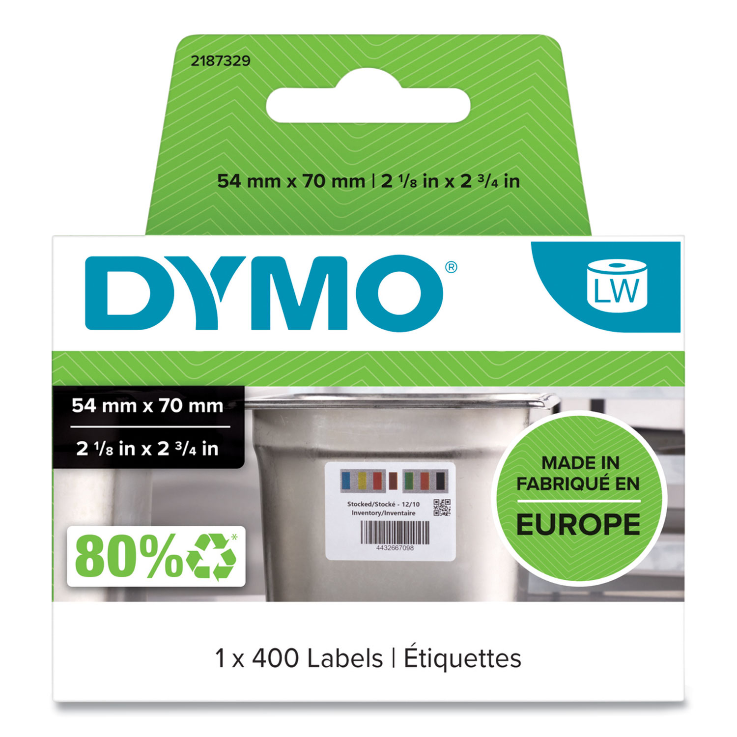 Days of the Week Barcode Labels for LabelWriter Label Printers, 2.75 x 2.12, Black/White, 400 Labels/Roll