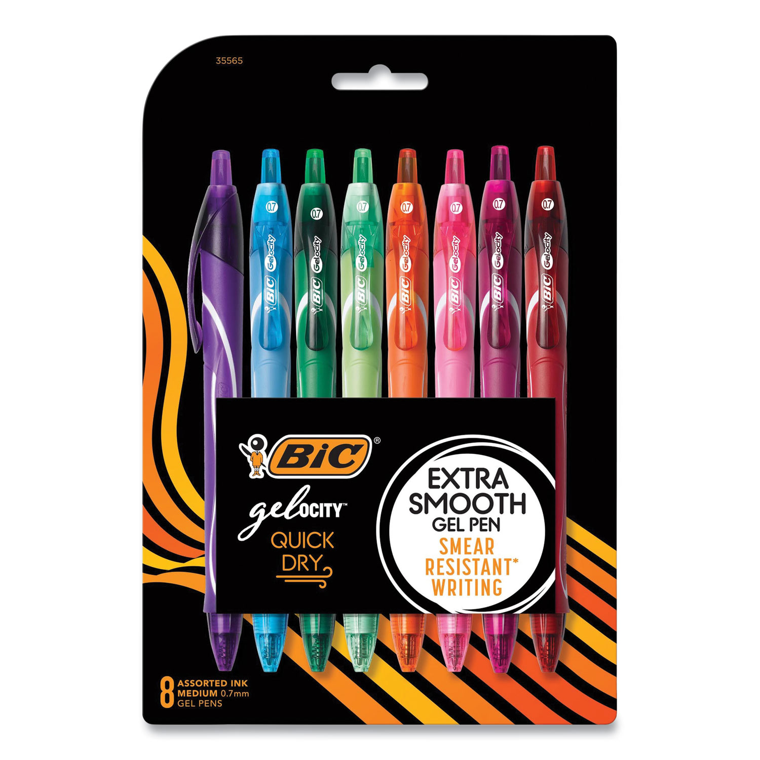 BIC Gel-ocity Quick Dry Gel Ink Pens Medium Tip (0.7 mm) - Assorted  Colours, Pack of 6 BIC