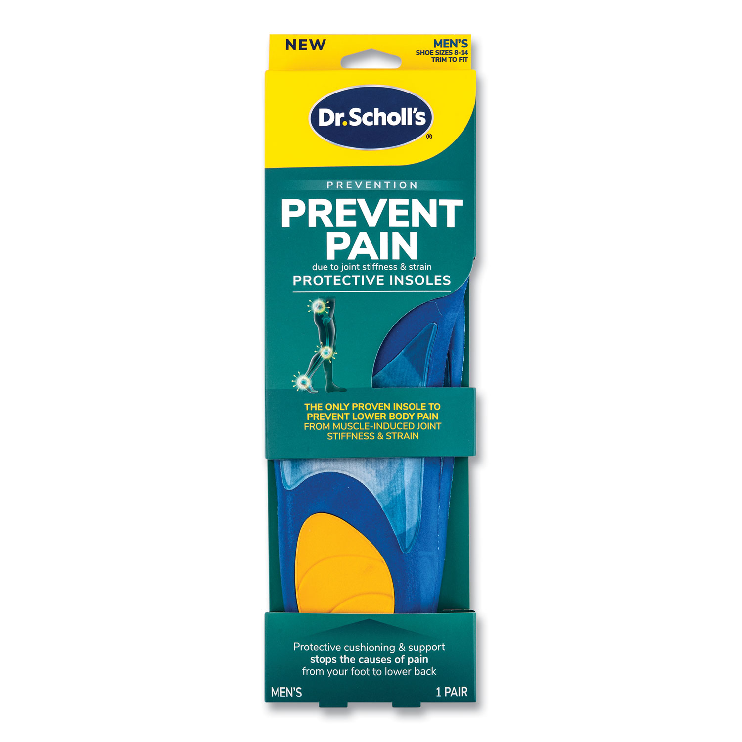 Prevent Pain Protective Insoles for Men, Men’s Size 8 to 14, Blue