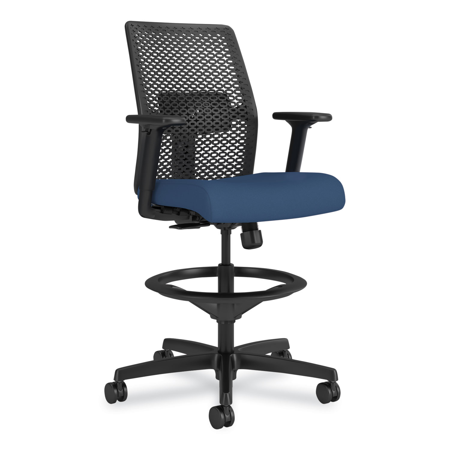 HON® Ignition 2.0 ReActiv Low-Back Task Stool, 22.88 to 31.75 Seat Height, Elysian Seat, Charcoal Back, Black Base