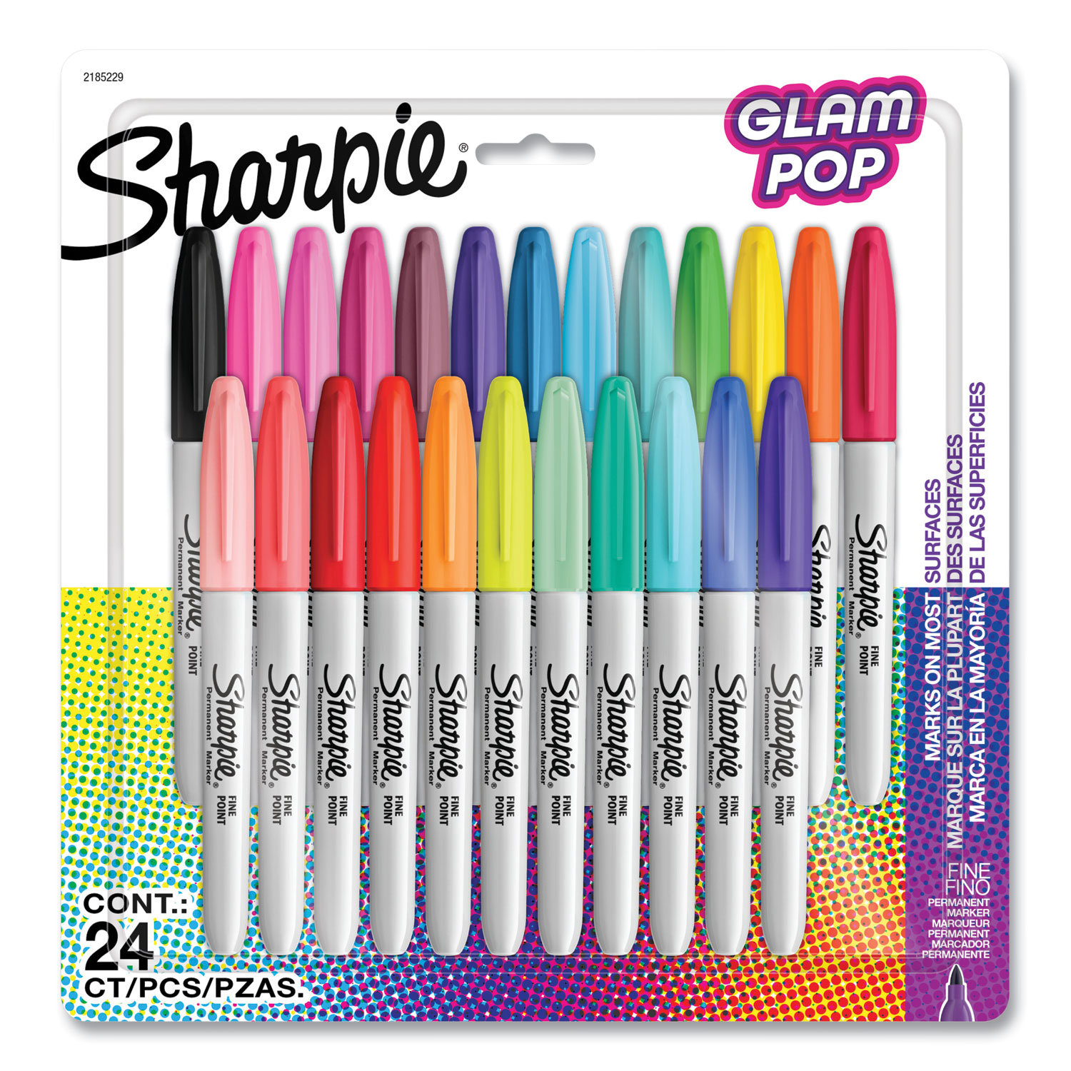 Sharpie Fine Point Permanent Markers - Glam Pop Colors, Set of 12