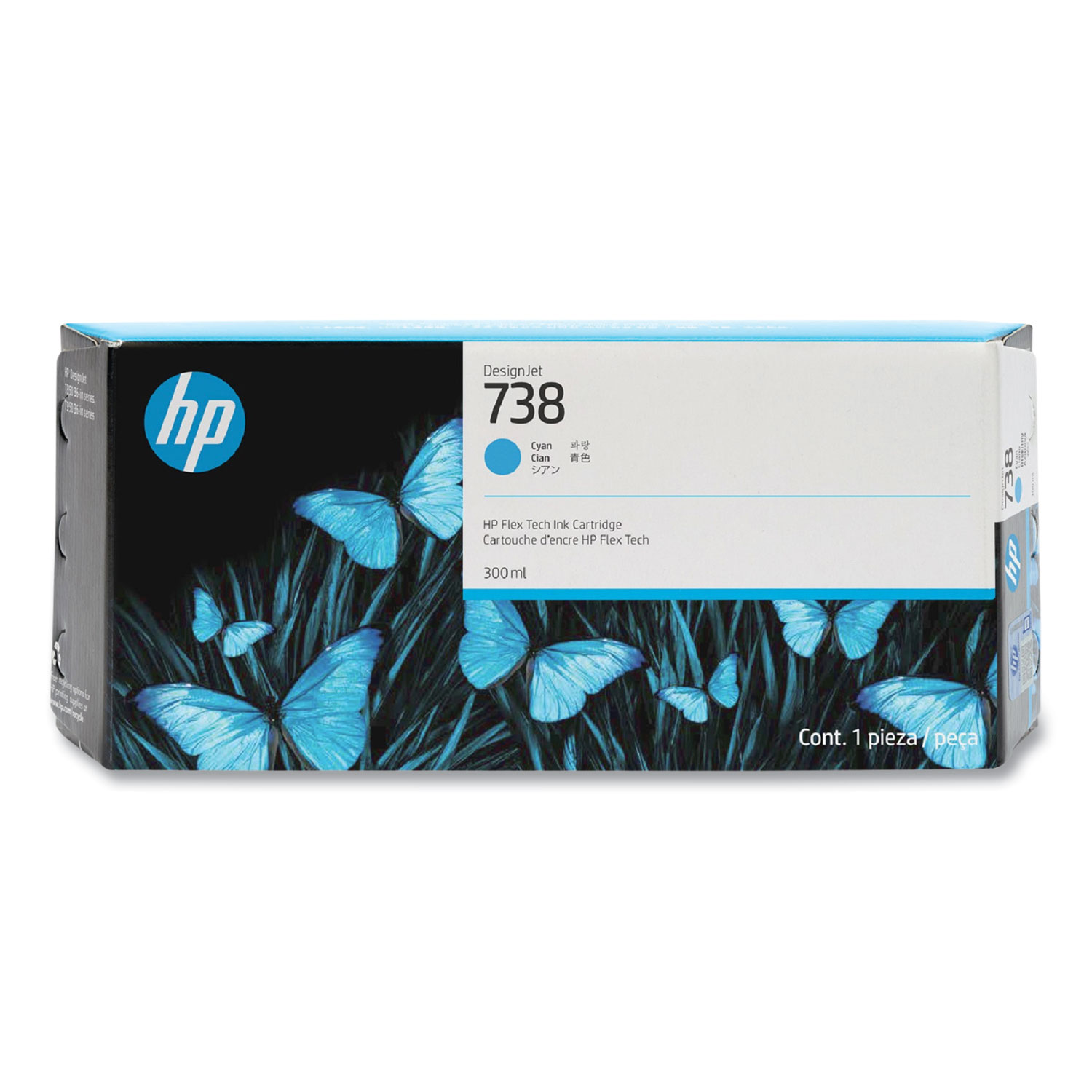 HP 738 (676M6A) Cyan Original DesignJet Ink Cartridge