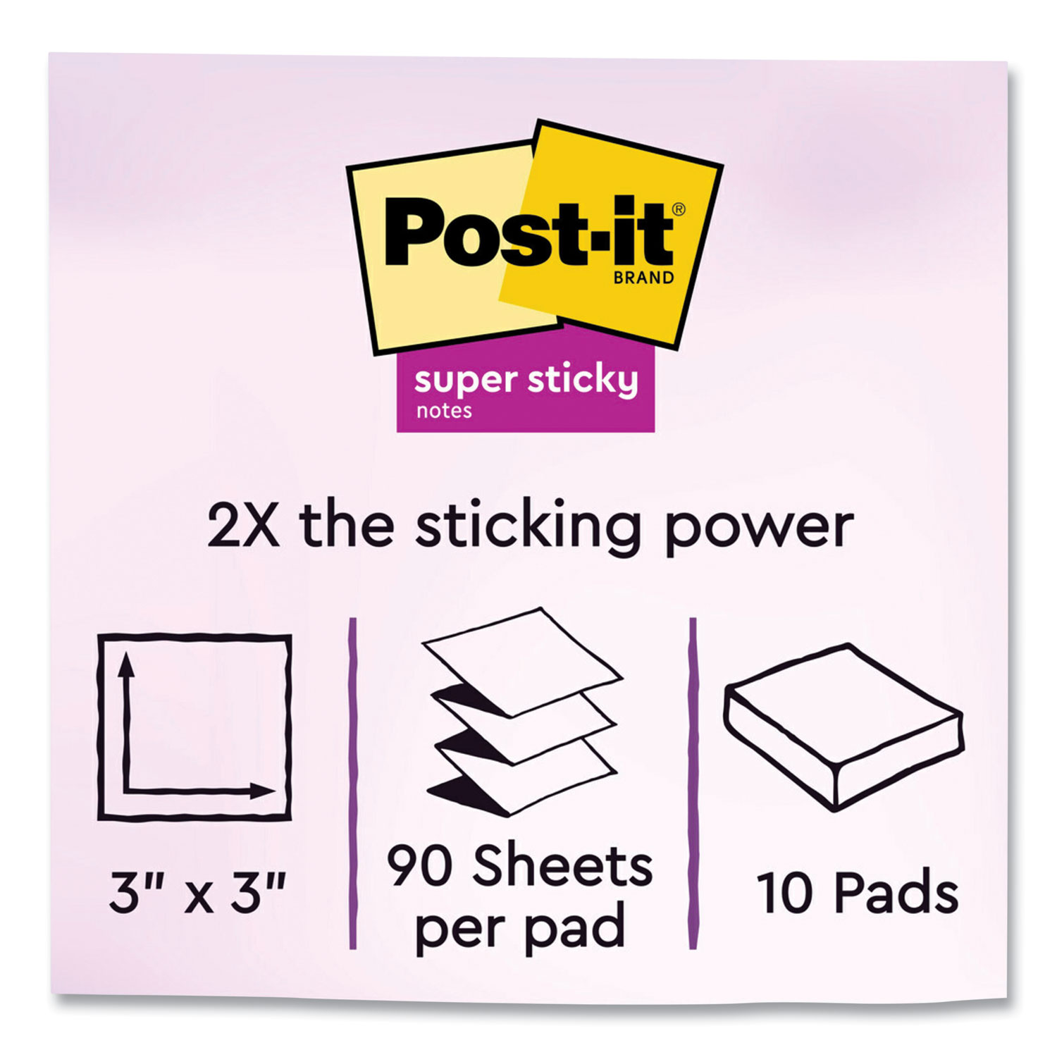 Post-it Pads in Summer Joy Collection Colors, 1.88 x 1.88, 90