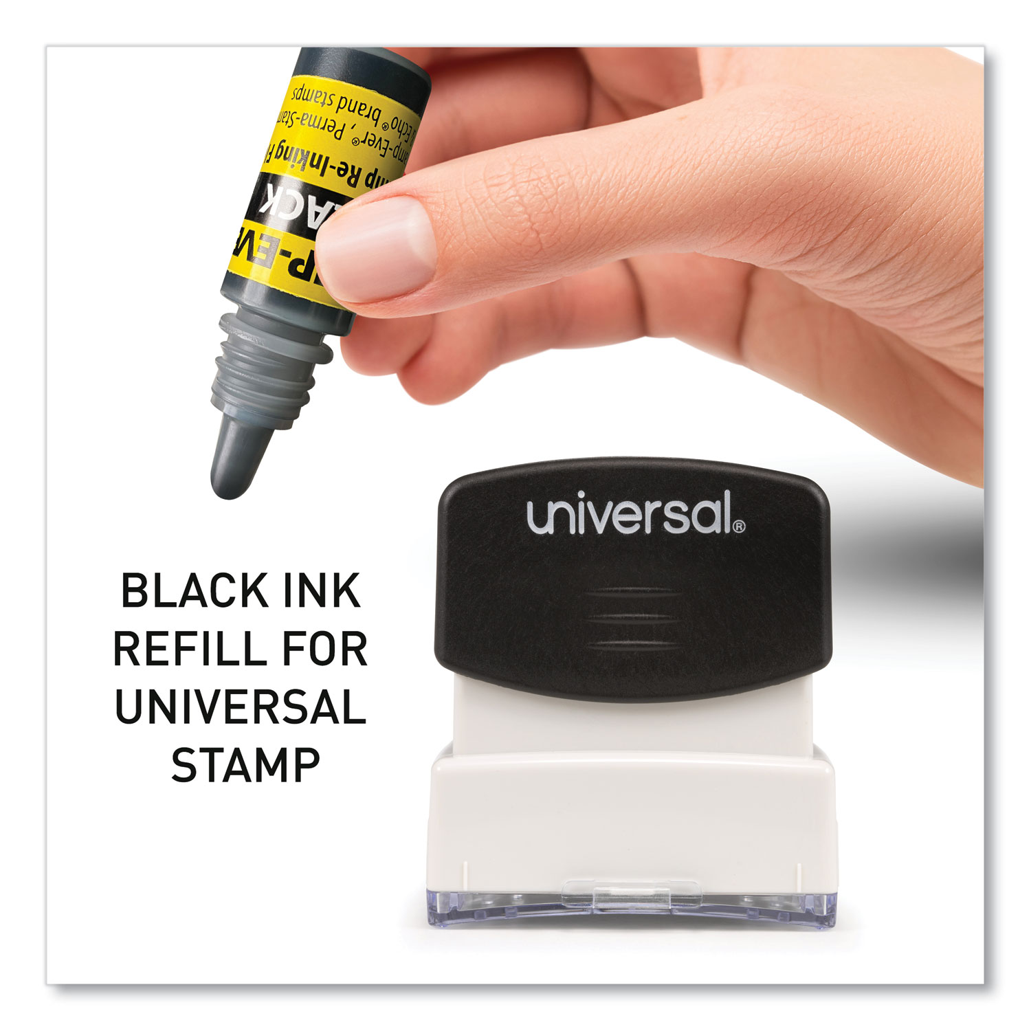 Refill Ink for Clik! and Universal Stamps, 7 mL Bottle, Black - Zerbee