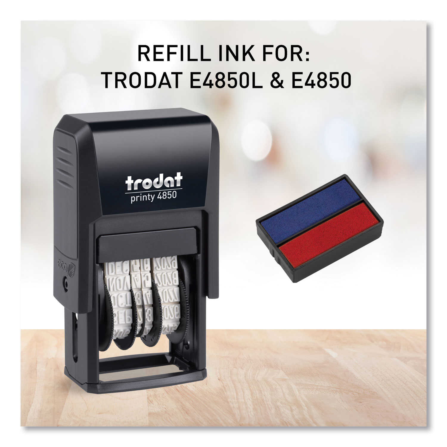 Trodat E4850L Replacement Ink Pad - 1 Each - Black Ink - Plastic